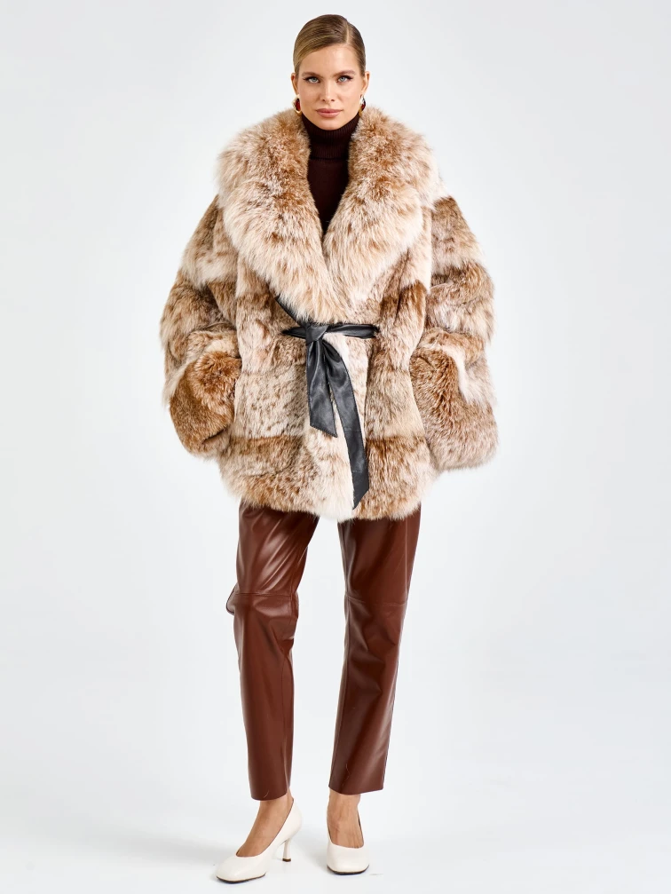 Женская шуба из меха рыси 850 -016, натуральный, размер 54, артикул 65520-1