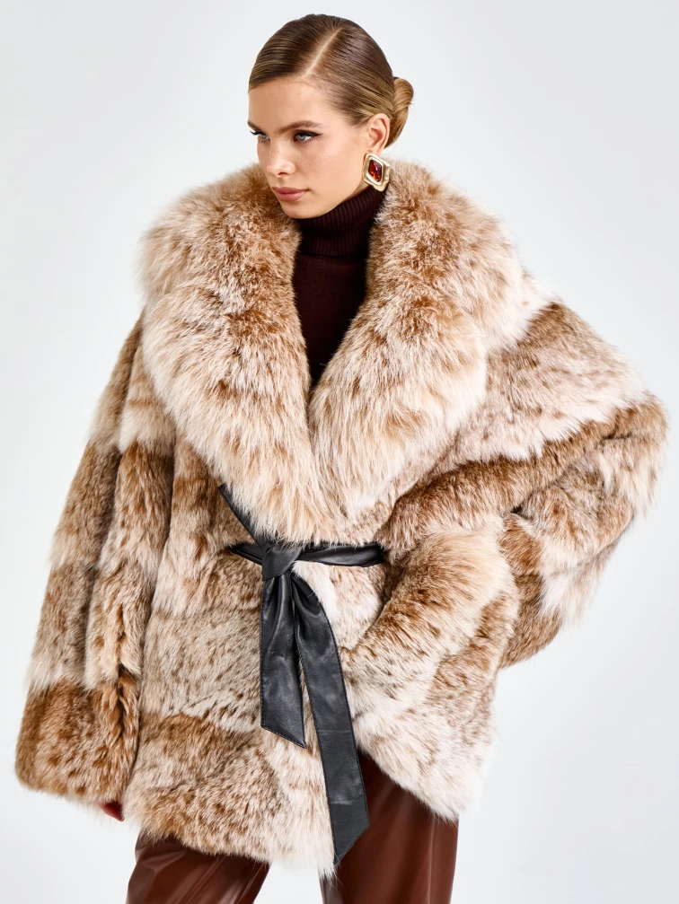 Женская шуба из меха рыси 850 -016, натуральный, размер 54, артикул 65520-2