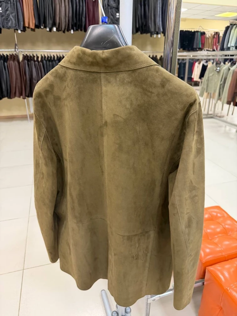 Мужской замшевый пиджак премиум класса 566з, хаки, размер 50, артикул 29880-1