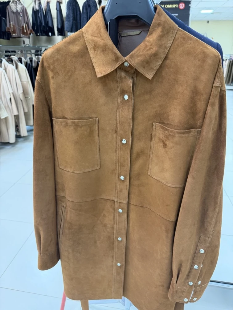 Женская замшевая куртка премиум класса 3107з, виски, размер 44, артикул 92180-0