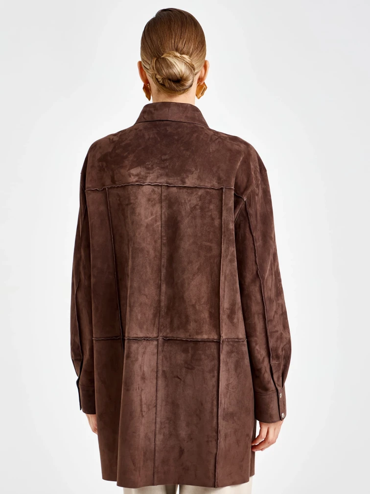 Коричневая женская замшевая куртка премиум класса 3108з, размер 42, артикул 92230-5