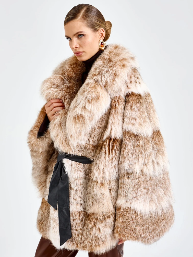 Женская шуба из меха рыси 850 -016, натуральный, размер 54, артикул 65520-7