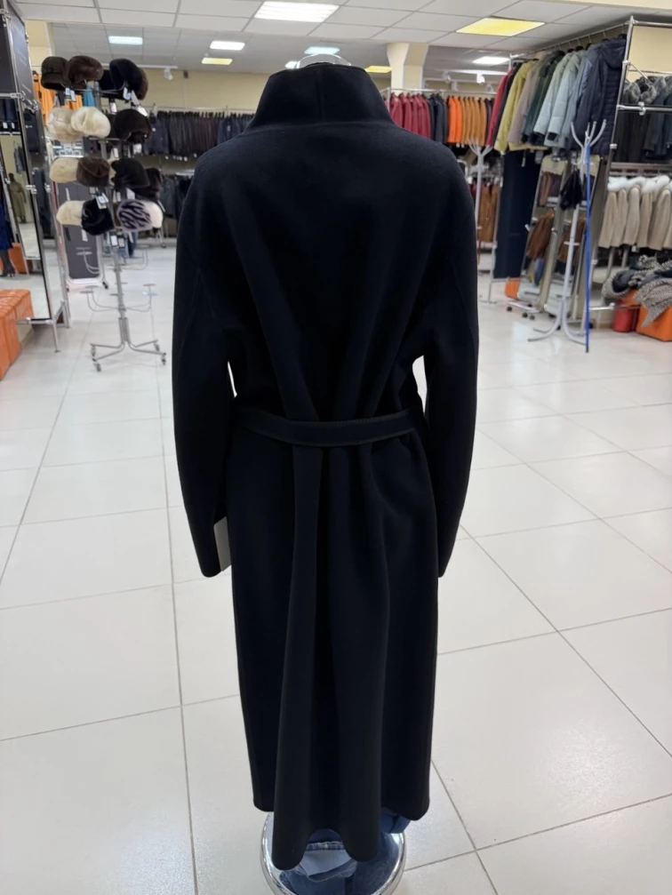 Пальто кашемировое женское премиум класса 1030-125, черное, размер 46, артикул 92450-1