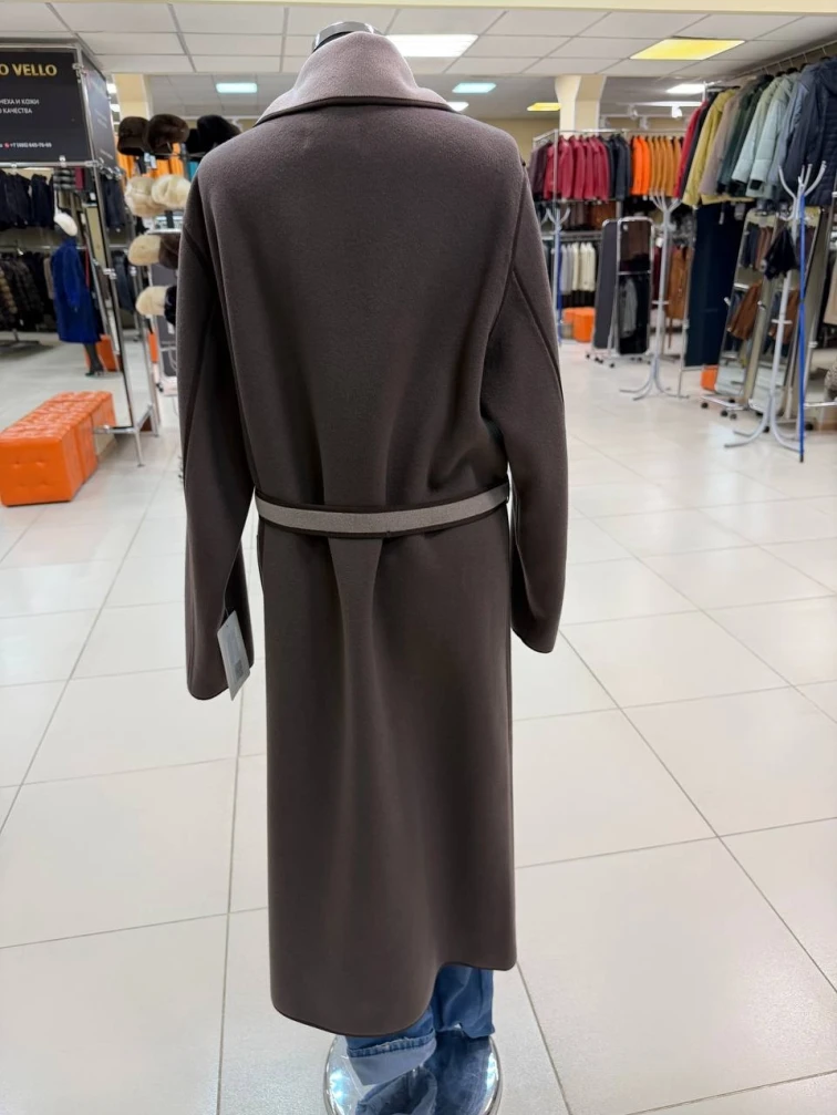 Женское кашемировое пальто темно-коричневое премиум класса 1055-125, размер 46, артикул 92490-1