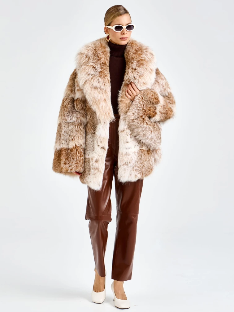 Женская шуба из меха рыси 850 -016, натуральный, размер 54, артикул 65520-6