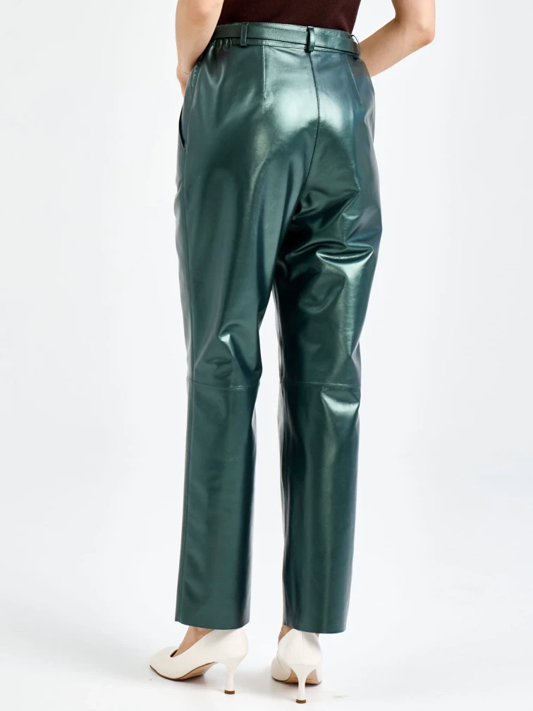 Кожаные женские брюки премиум класса 12, зеленые, размер 48, артикул 92620-6