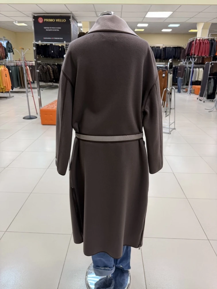 Пальто кашемировое женское темно-коричневое 1058-120, размер 46, артикул 92520-1