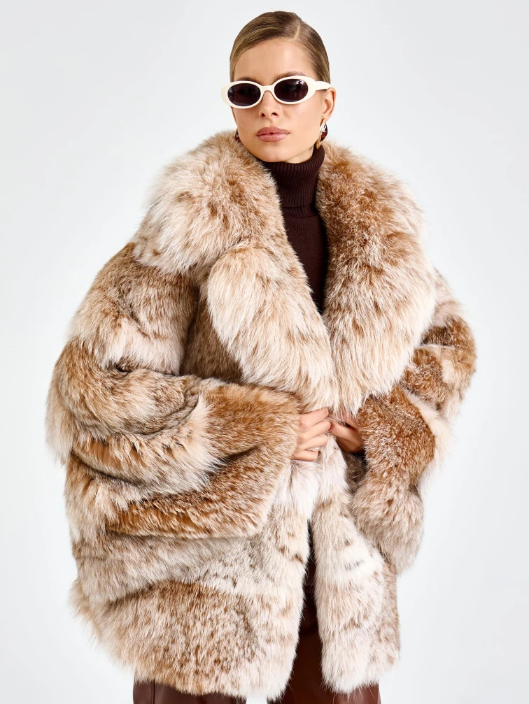 Женская шуба из меха рыси 850 -016, натуральный, размер 54, артикул 65520-0