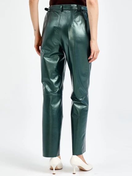 Кожаные женские брюки премиум класса 12, зеленые, размер 48, артикул 92620-5