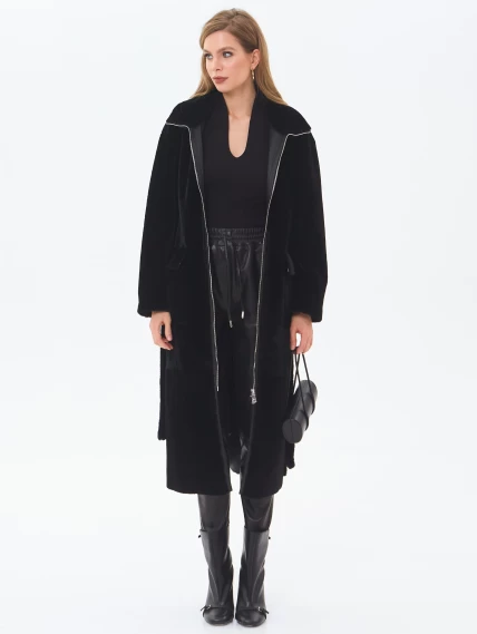 Длинная женская шуба из астрагана 2062, черная, размер 44, артикул 64690-9