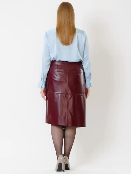 Кожаная юбка миди с запахом 07, бордовая, размер 42, артикул 85422-5