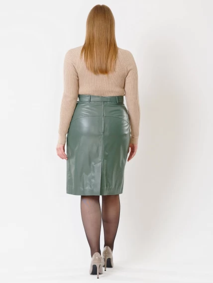 Кожаная юбка карандаш 02рс, оливковая, размер 46, артикул 85330-7