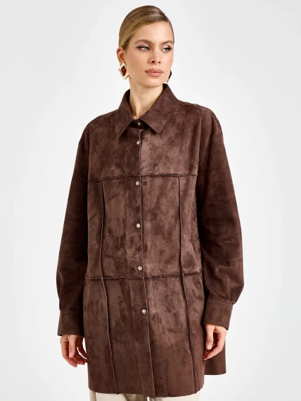 Коричневая женская замшевая куртка премиум класса 3108з, размер 42, артикул 92230-4