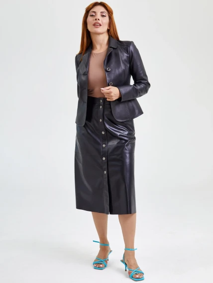 Черная кожаная юбка 08, размер 44, артикул 85551-3