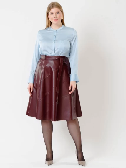 Кожаная расклешенная юбка из натуральной кожи 01рс, бордовая, размер 44, артикул 85441-2