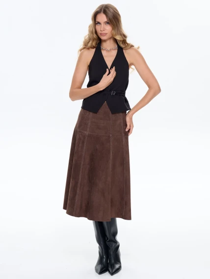 Замшевая юбка 17з, cветло-коричневая, размер 42, артикул 86060-0
