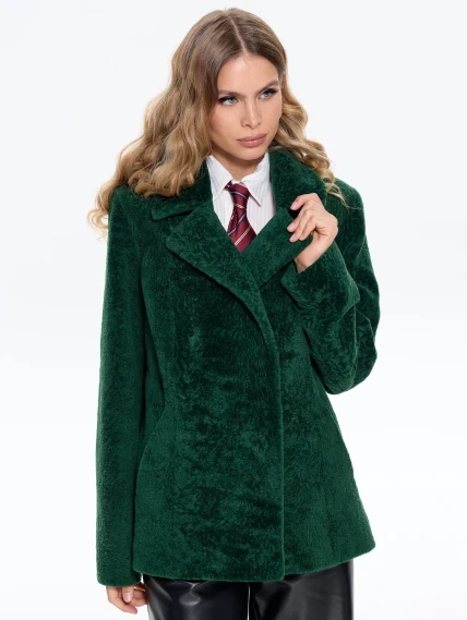 Зеленая дубленка из астрагана 58мех, размер 46, артикул 64760-7