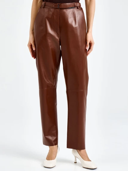 Женские кожаные брюки премиум класса 04, виски, размер 48, артикул 92610-6