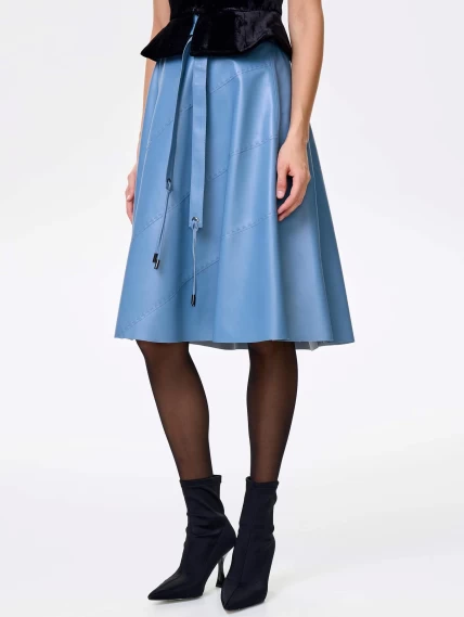 Голубая кожаная юбка 01рс, размер 46, артикул 85452-1