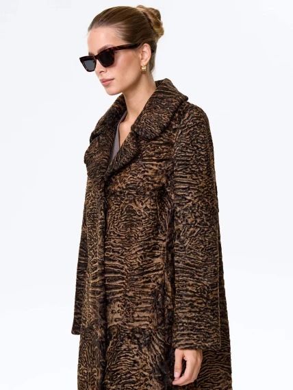 Длинная женская шуба из меха каракульчи премиум класса Лола(ав), темно-коричневая, размер 50, артикул 34000-6