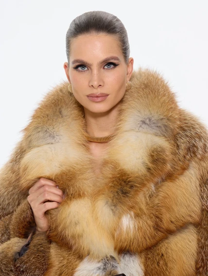 Женская короткая шуба из меха лисы М1010 - 340, рыжая, размер 48, артикул 65310-2