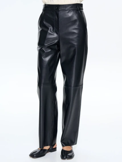 Брюки женские из натуральной кожи 10, черный, размер 46, артикул 86050-4