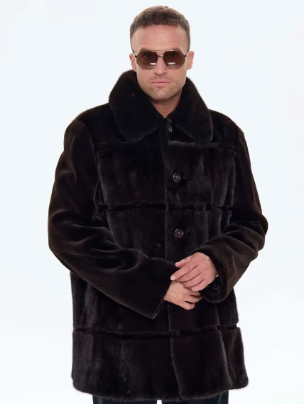 Шуба мужская из меха норки REGAL RRM-506, коричневая, размер 56, артикул 34550-0