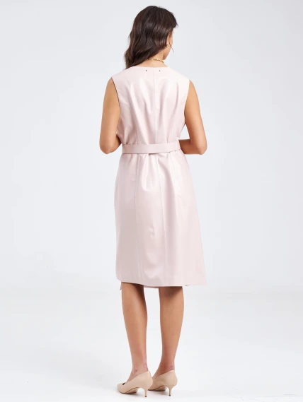 Кожаный женский сарафан из натуральной кожи 02, пудровый, размер 46, артикул 85190-5