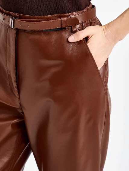Женские кожаные брюки премиум класса 04, виски, размер 48, артикул 92610-3