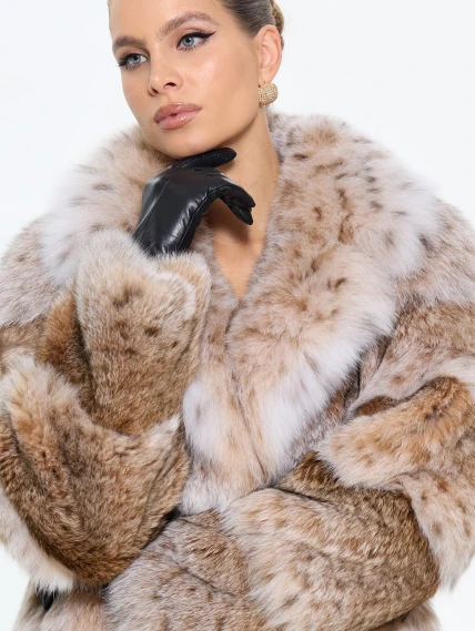 Женская шуба из меха рыси Л850, натуральный, размер 46, артикул 65340-2