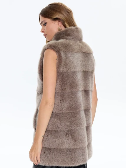 Бежевый норковый жилет 01, размер 44, артикул 65470-5
