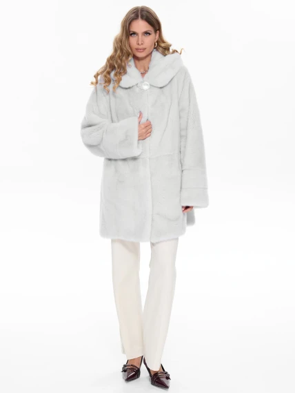 Белая норковая шуба с капюшоном Жанет, размер 52, артикул 65480-6