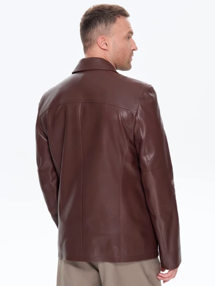 Коричневый мужской кожаный пиджак 530, размер 48, артикул 29770-5