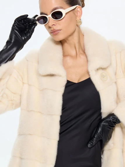 Бежевая женская норковая шуба MANAKAS 2478, размер 44, артикул 34270-2