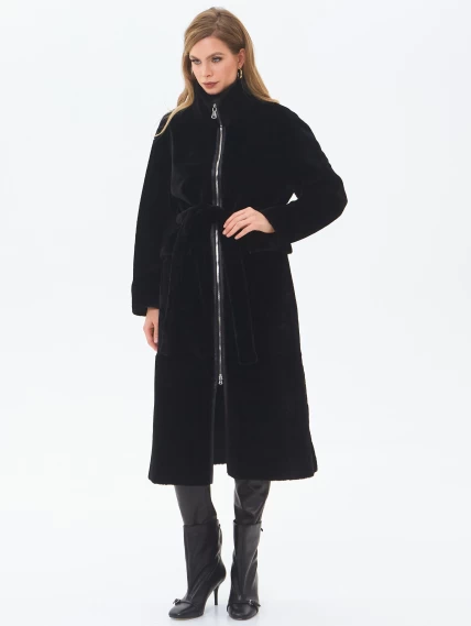 Длинная женская шуба из астрагана 2062, черная, размер 44, артикул 64690-1