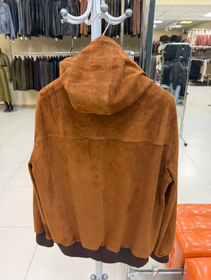 Замшевый мужской бомбер премиум класса 567з, виски, размер 50, артикул 29900-1