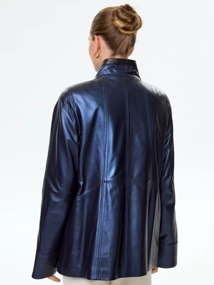 Женская кожаная куртка 375ш, синяя, размер 62, артикул 90710-5
