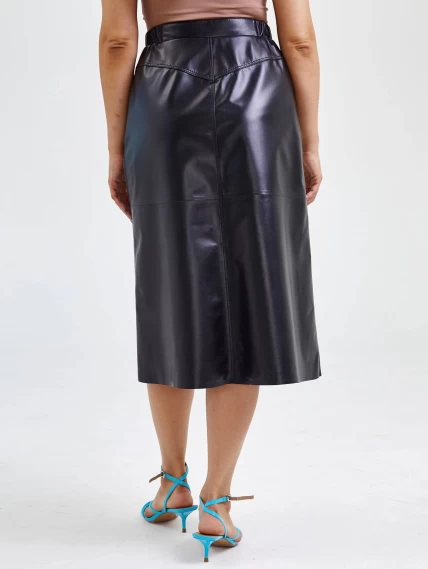Черная кожаная юбка 08, размер 44, артикул 85551-5