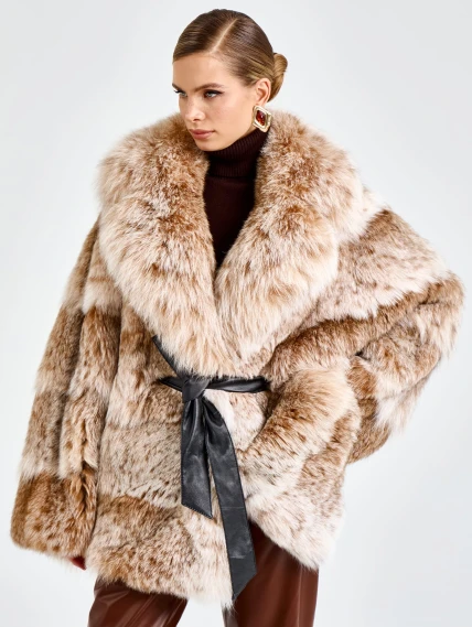 Женская шуба из меха рыси 850 -016, натуральный, размер 54, артикул 65520-2