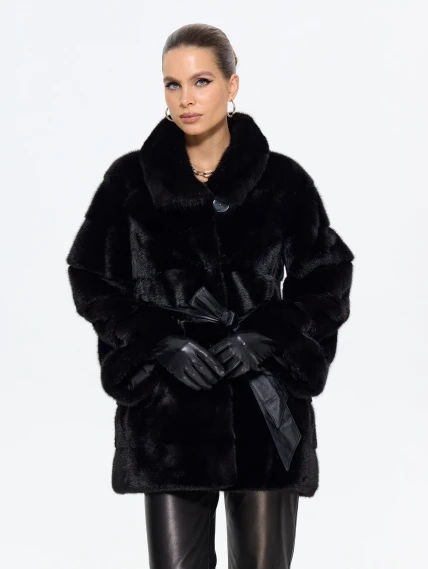 Черная женская норковая шуба MANAKAS 2478, размер 38, артикул 34260-1