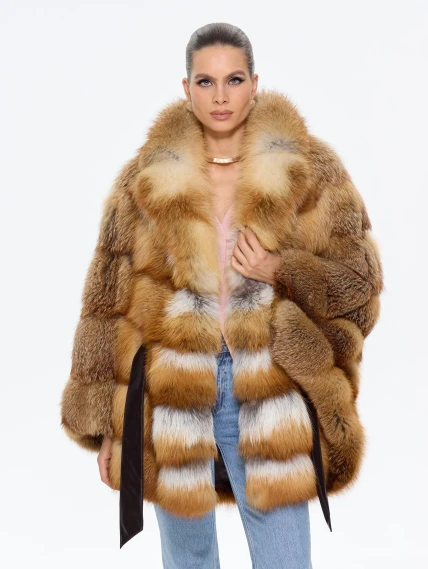 Женская короткая шуба из меха лисы М1010 - 340, рыжая, размер 48, артикул 65310-4
