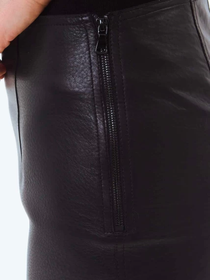 Кожаная юбка-карандаш 18, черная, размер 44, артикул 86000-2