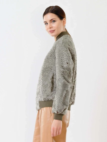 Бомбер из каракуля женский 17105, мятный, размер 40, артикул 22600-1