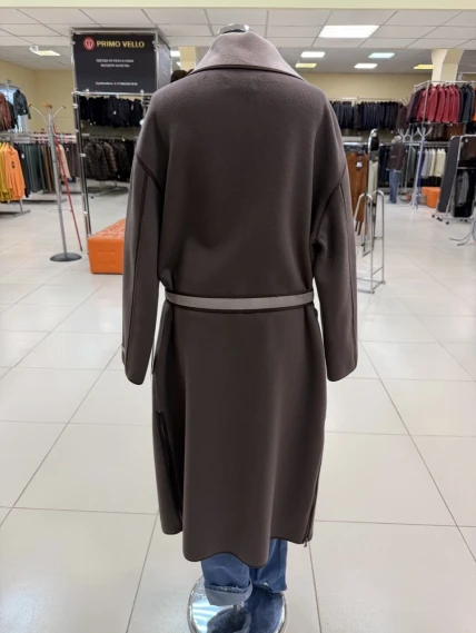 Пальто кашемировое женское темно-коричневое 1058-120, размер 46, артикул 92520-1