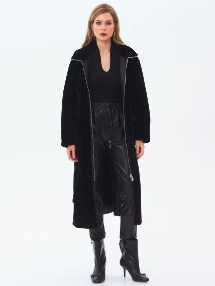 Длинная женская дубленка из астрагана 2062, черная, размер 44, артикул 64700-5