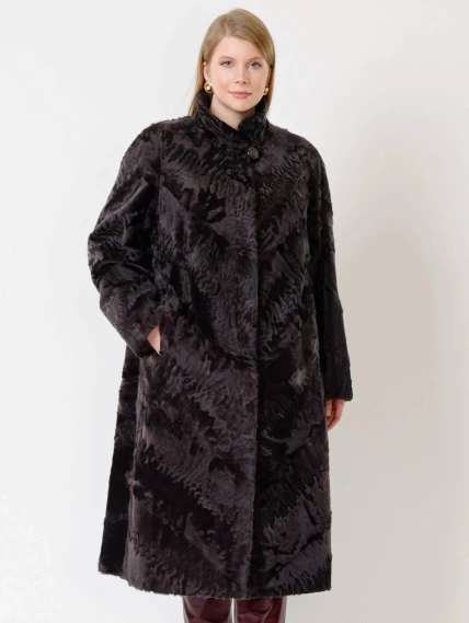 Длинная женская каракулевая шуба Елизавета(с), коричневая, размер 56, артикул 22680-4