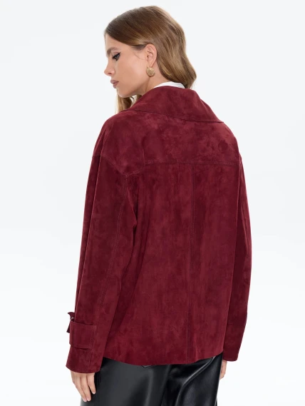 Женский замшевый пиджак премиум класса 3097з, бордовый, размер 46, артикул 24730-5