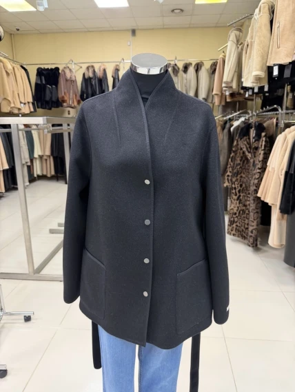 Черное полупальто кашемировое женское 1131-70, размер 46, артикул 92590-0