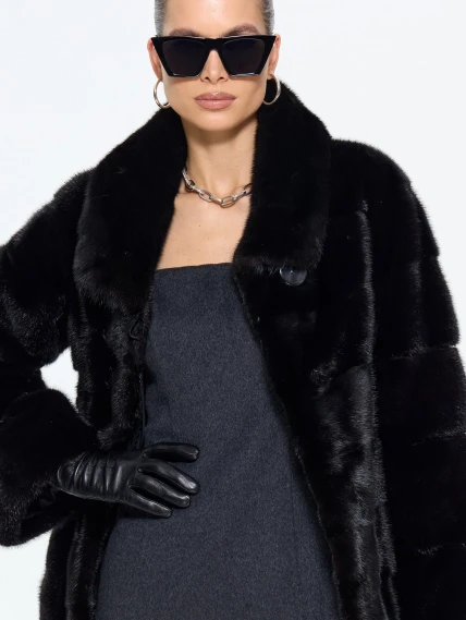 Черная женская норковая шуба MANAKAS 2478, размер 38, артикул 34260-4