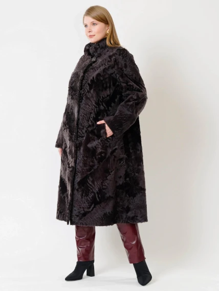 Длинная женская каракулевая шуба Елизавета(с), коричневая, размер 56, артикул 22680-5